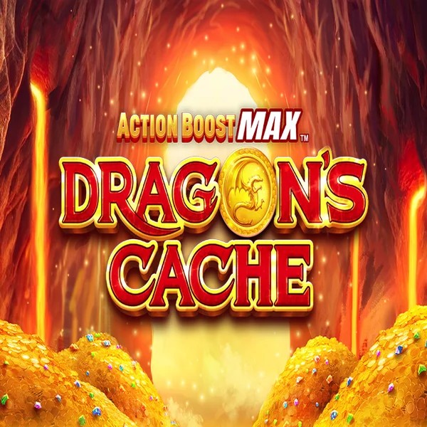 Action Boost Max Dragon's Cache logo by SpinPlay Games Lyra Bet Casino