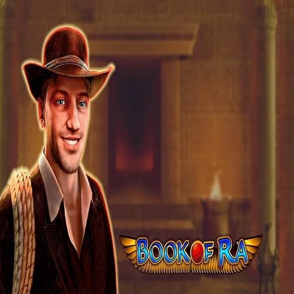 Book of Ra slot logo by Greentube at Lyra Bet Casino