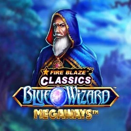 Fire Blaze Blue Wizard Megaways logo by Rarestone Gaming at Lyra Bet Casino